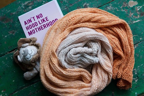 Handwork, knitted wool blanket for a baby