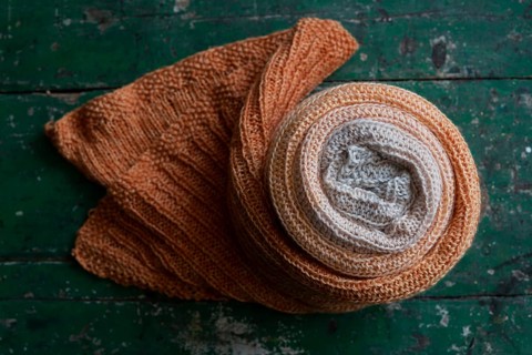 Handwork, knitted wool blanket for a baby