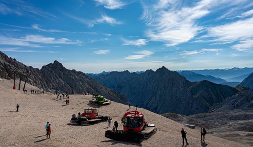 Snowcats on the summit of the Zugspitze, Garmisch-Partenkirchen