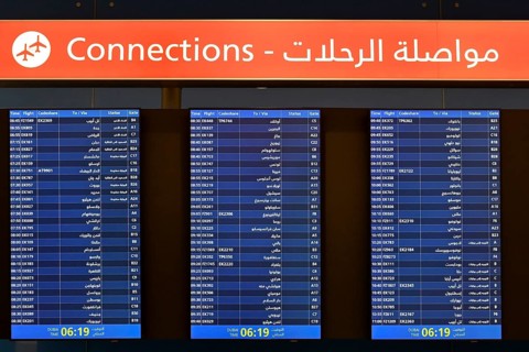 Display Board Flight Connections Departures Arabic, Dubai