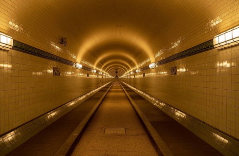 Elbtunnel Hamburg at night,