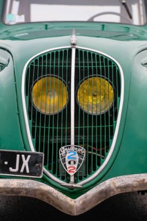 Peugeot 202 of the 30s in a version as a small truck at a classic car meeting in Landernau, department Finistere Penn-ar-Bed