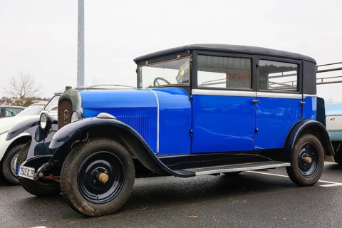 Vintage Delahaye Type 109 from the late 20's or early 30's at a classic car meeting in Landernau, Departement Finistere Penn-ar-Bed