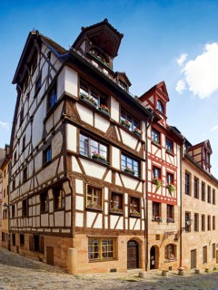 Half-timbered houses, restored