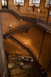 Stairs to the Elbe Tunnel in Hamburg, Germany