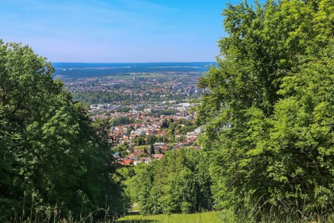 Pfullinger Sagenweg, view of the town of Pfullingen