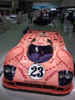 Historic racing car Porsche 917 Coupe from 1971 No. 23 with nickname Sau, Porsche Museum