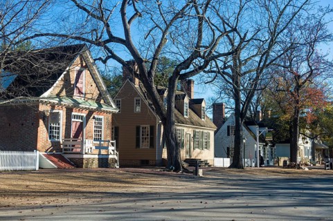 Colonial houses in the historical Williamsburg, Virginia