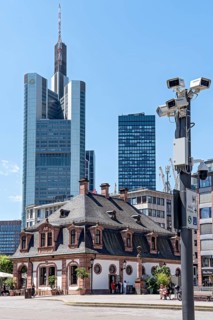 Baroque guardhouse Hauptwache, surveillance cameras in public spaces