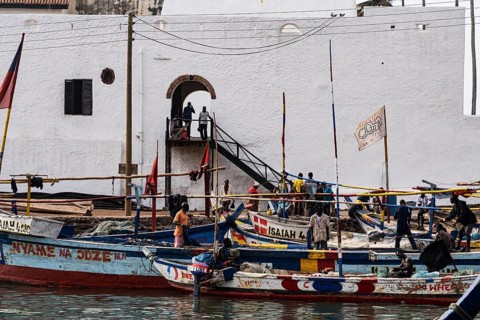 Fishing boats, Elmina Castle