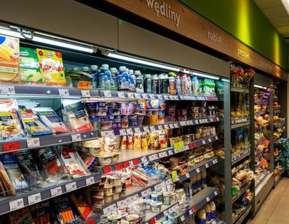 Shelves with food in a Polish Spaeti, Gdansk