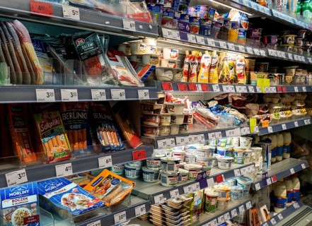 Shelves with food in a Polish Spaeti, Gdansk