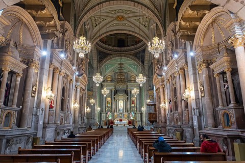 Interior of the Templo de San Francisco, Unesco site Queretaro