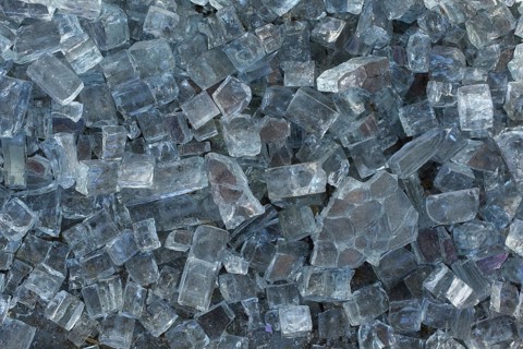Heap of small glass splinters from a broken glass pane,