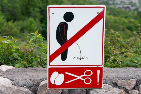 Urinating prohibited, Funny sign