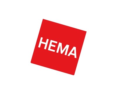 HEMA store, rotated logo