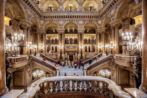 Staircase in the Opera Garnier at the Palais Garnier, Paris