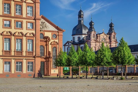 North wing of the Residence Palace at the Court of Honour with Jesuit Church, Mannheim