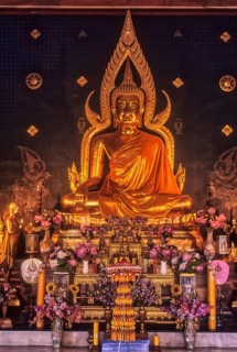 Golden image of Buddha in Thailand Monastery