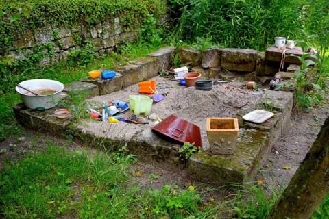 Nature garden with sandpit