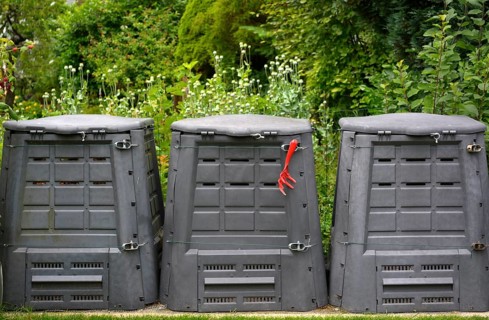 3 Composters in the garden