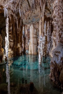 Lake with stalactites in the Katerloch stalactite cave