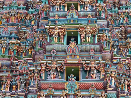 Sculptures on Hindu temple gopura