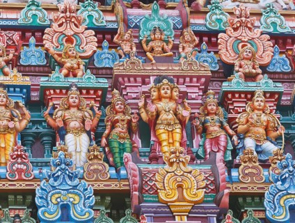 Sculptures on Hindu temple gopura