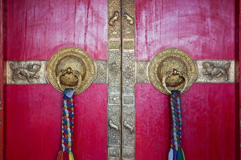 Door handles on gates of Ki monastry. Spiti Valley