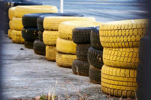 Car tires black and yellow