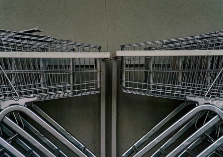 Shopping trolley in waiting position