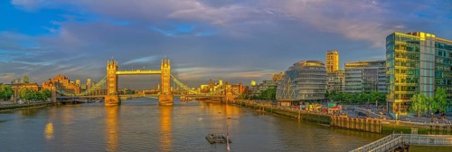 Towerbridge London City Hall Evening Mood Panorama London England