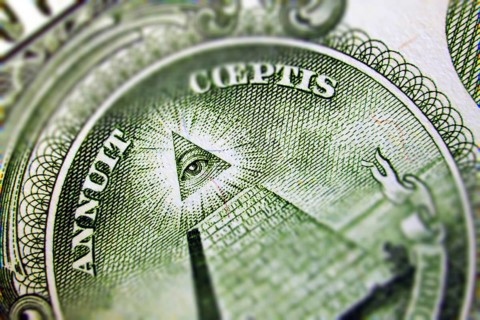 Macro of one dollar note strongly enlarged with special effect Tilt Shift