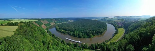 Aerial view Panorama of the Mainschleife near Wertheim