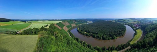 Aerial view Panorama of the Mainschleife near Wertheim
