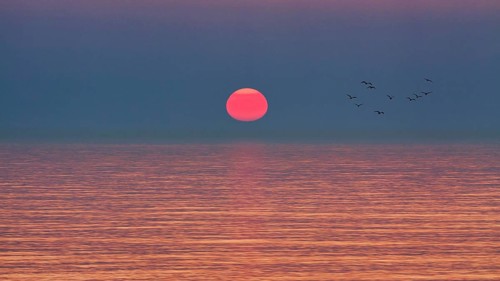 Surreal sunset at the sea