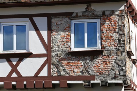 Half-timbered house in the centre of Guenzburg. Guenzburg