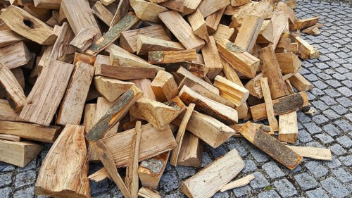 Delivery of firewood in the pile. Split and dried ready for the stove