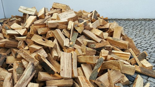 Delivery of firewood in the pile. Split and dried ready for the stove