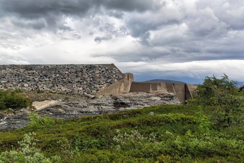 Dam at the hydroelectric power plant power station
