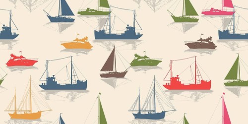 Sailing vector seamless pattern