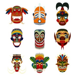 Vector tribal masks set