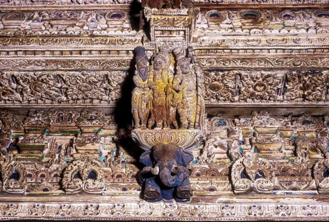 Wooden carvings in Mahadeva Siva temple at Avittathur near Thrissur Trichur