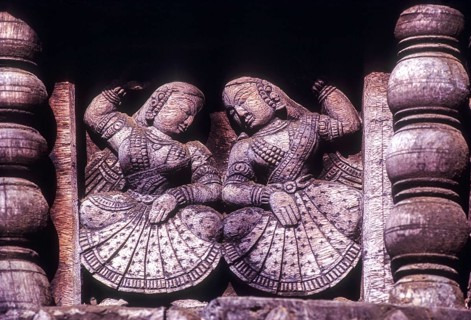 Wooden carvings in Mahadeva Siva temple at Avittathur near Thrissur Trichur