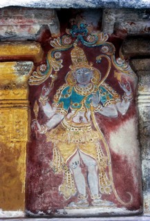 16th Century wall fresco murals in Vedaranyeswarar temple wall in Vedaranyam