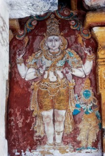 16th Century wall fresco murals in Vedaranyeswarar temple wall in Vedaranyam