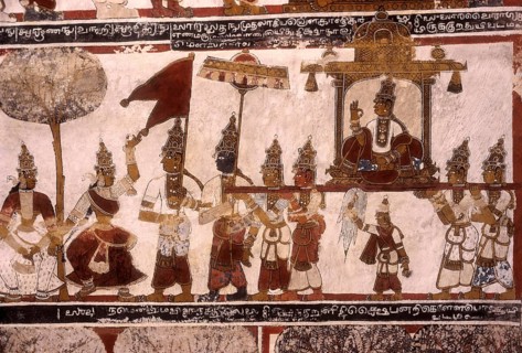 13th century murals on ceiling in Digambar Jain temple ceiling in Thiruparuthikundram