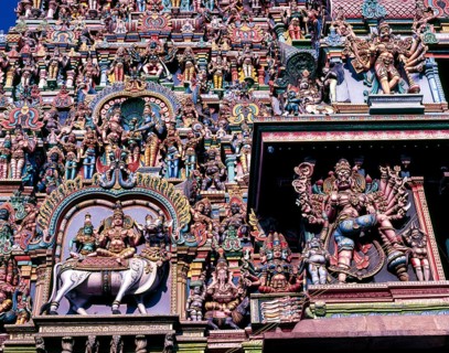 Stucco figures in Sri Meenakshi temples western tower