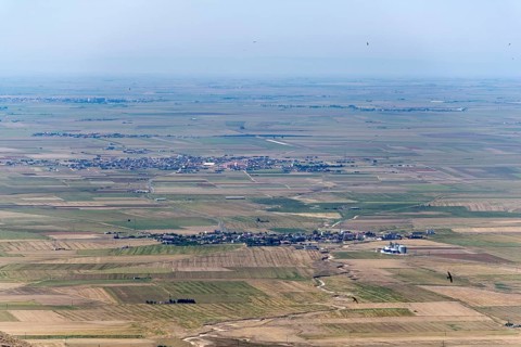 Fields at Mesopotamia savanna and village in Mardin
