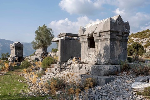 Rock tombs in Ancient Site of Sidyma
